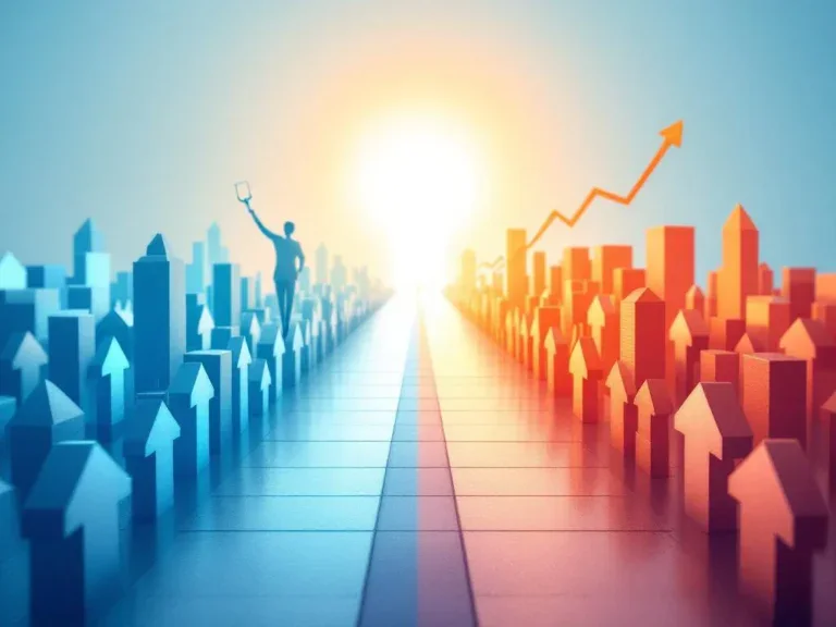 Gesplitst beeld van medische en werkplek reïntegratie paden die samenkomen bij een heldere horizon met verbindende brug